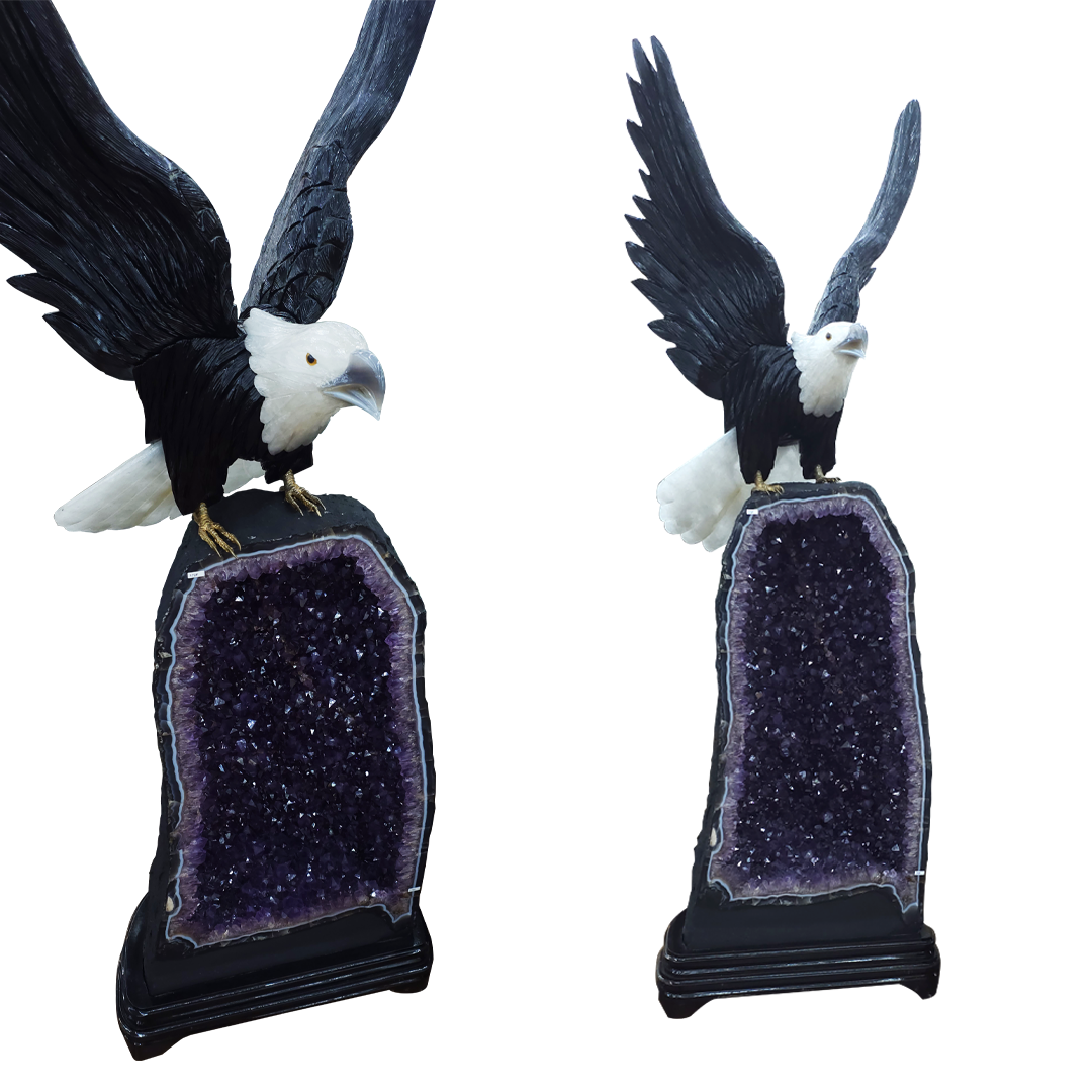Eagle Sculpture Beneath an Amethyst Chapel