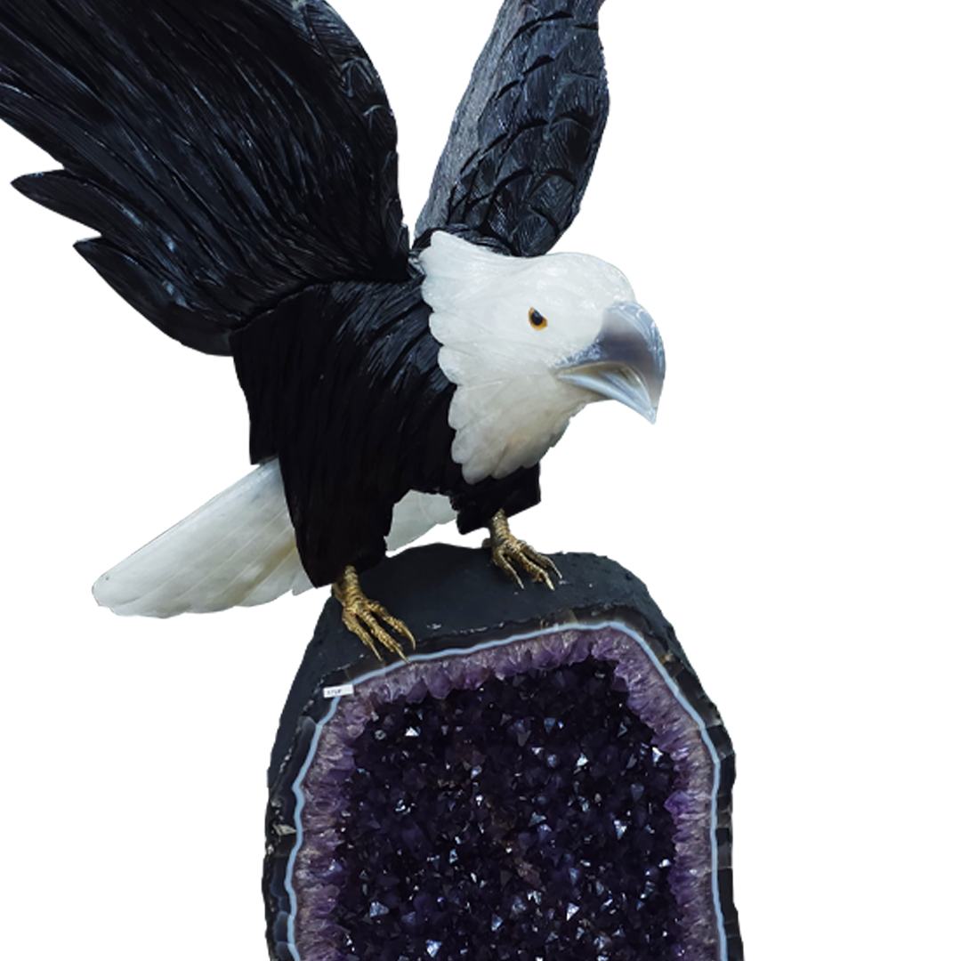 Eagle Sculpture Beneath an Amethyst Chapel