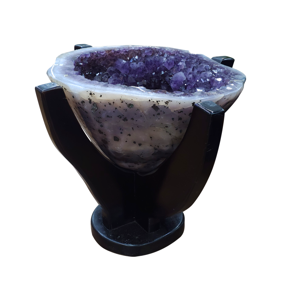 Amethyst Geode Glass Table Stand