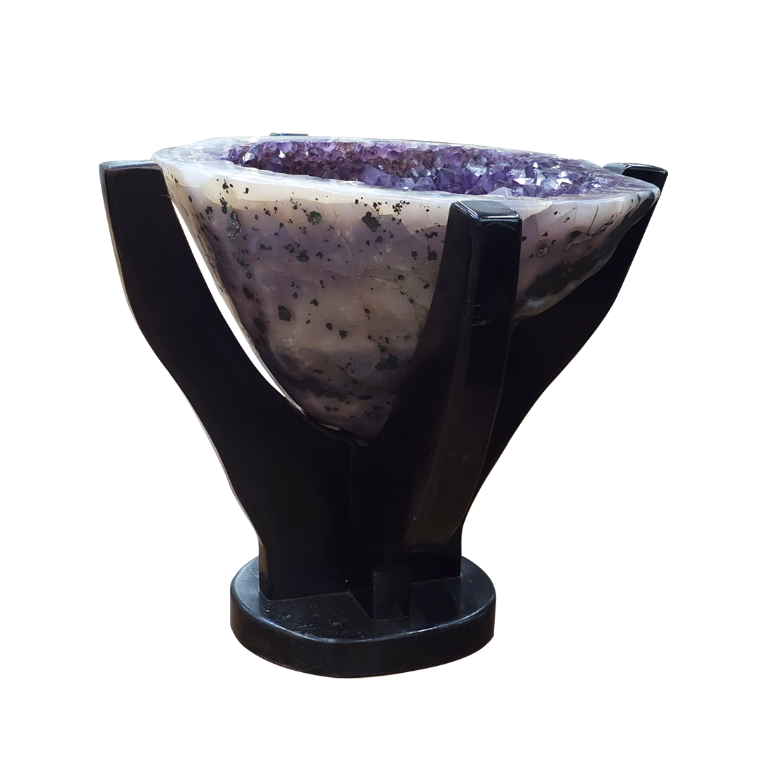 Amethyst Geode Glass Table Stand